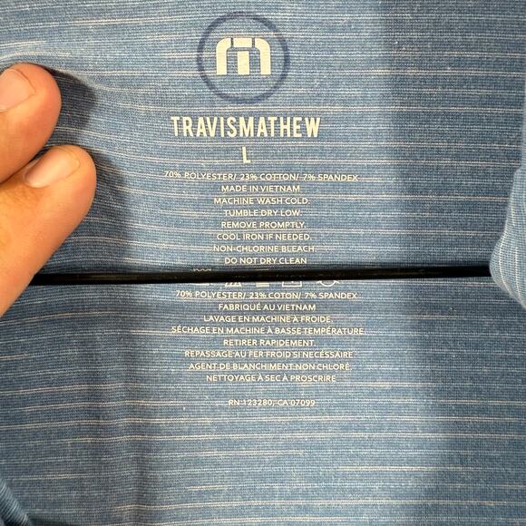 Travis Mathew Energy 1/4 Zip Golf Pullover Men's L Blue Long Sleeve Casual - Picture 4 of 10